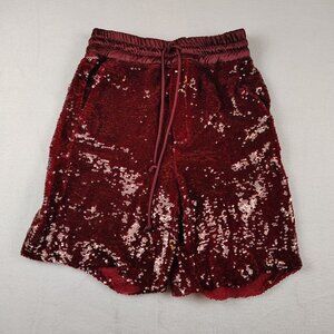 Zara High Waist Sequin Shorts - Burgundy